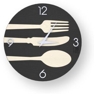 OBJECTS CUTLERY INLAYED WOOD CLOCK - 40 CM / Cold