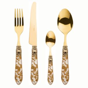 OXFORD ANTIQUE GOLD-PLATED 24 KT 24 PIECE CUTLERY SET - Gold