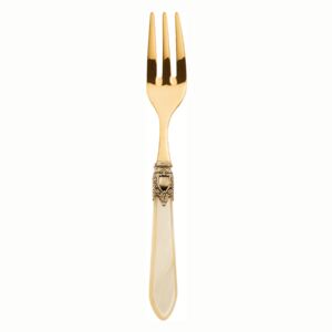 OXFORD ANTIQUE GOLD-PLATED 24 KT 6 THREE PRONGS CAKE FORKS - Ivory