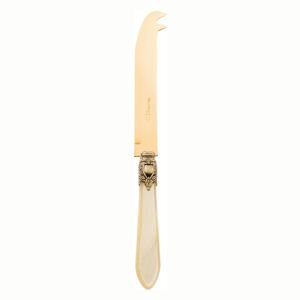 OXFORD ANTIQUE GOLD-PLATED 24 KT CHEESE 2 POINTS "DEER" KNIFE - Ivory