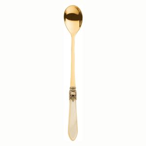 OXFORD ANTIQUE GOLD-PLATED 24 KT 6 LONG DRINK SPOONS - Ivory