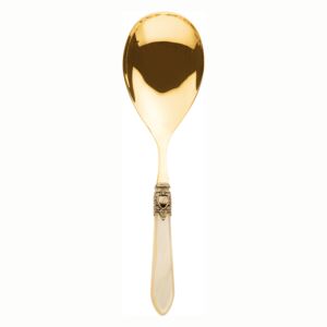 OXFORD ANTIQUE GOLD-PLATED 24 KT RICE SERVING SPOON - Ivory