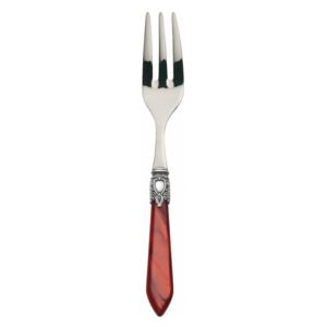 OXFORD OLD SILVER-PLATED RING 6 CAKE FORKS - Burgundy Red