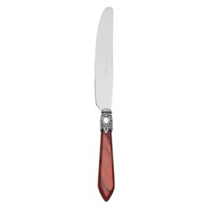 OXFORD OLD SILVER-PLATED RING 6 DESSERT & FRUIT SMALL KNIVES - Burgundy Red