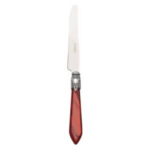 OXFORD OLD SILVER-PLATED RING 6 DESSERT KNIVES - Burgundy Red