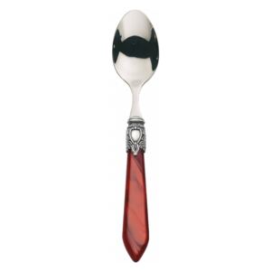 OXFORD OLD SILVER-PLATED RING 6 DESSERT SPOONS - Burgundy Red
