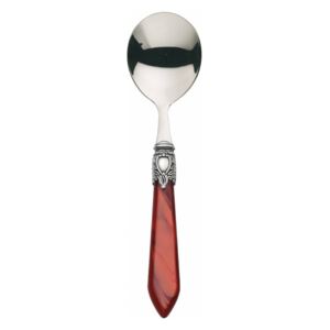 OXFORD OLD SILVER-PLATED RING 6 SOUP SPOONS - Burgundy Red