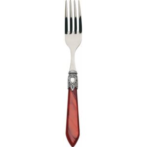 OXFORD OLD SILVER-PLATED RING 6 TABLE FORKS - Burgundy Red