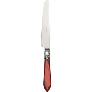 OXFORD OLD SILVER-PLATED RING 6 TABLE KNIVES - Burgundy Red