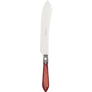 OXFORD OLD SILVER-PLATED RING CAKE & DESSERT KNIFE - Burgundy Red