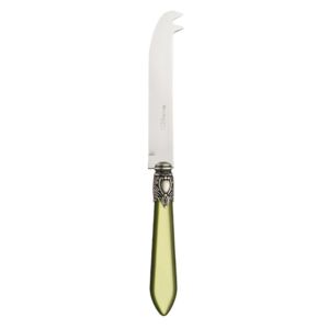 OXFORD OLD SILVER-PLATED RING CHEESE 2 POINTS "DEER" KNIFE - Silky Green