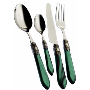 OXFORD OLD SILVER-PLATED RING CUTLERY SET 24 - Green