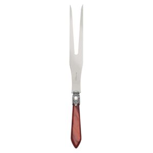 OXFORD OLD SILVER-PLATED RING ROAST CARVING FORK - Burgundy Red