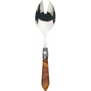 OXFORD OLD SILVER-PLATED RING SALAD SERVING FORK - Tortoiseshell