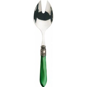 OXFORD OLD SILVER-PLATED RING SALAD SERVING FORK - Green