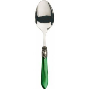 OXFORD OLD SILVER-PLATED RING SALAD SERVING SPOON - Green