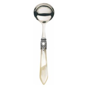 OXFORD OLD SILVER-PLATED RING SAUCE AND GRAVY LADLE - Ivory