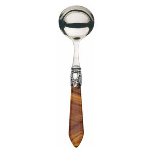 OXFORD OLD SILVER-PLATED RING SAUCE AND GRAVY LADLE - Tortoiseshell