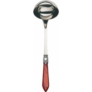 OXFORD OLD SILVER-PLATED RING SOUP LADLE - Burgundy Red