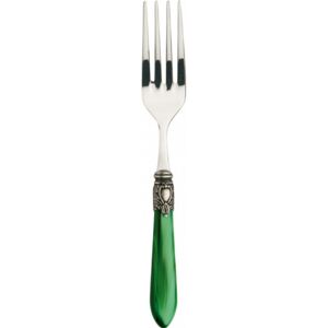 OXFORD OLD SILVER-PLATED RING VEGETABLE & MEAT SERVING FORK - Green