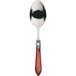 OXFORD OLD SILVER-PLATED RING VEGETABLE & MEAT SERVING SPOON - Burgundy Red