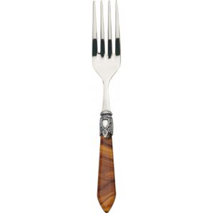 OXFORD OLD SILVER-PLATED RING VEGETABLE & MEAT SERVING FORK - Tortoiseshell