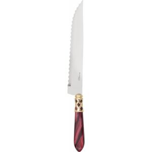 ALADDIN GOLD-PLATED RING ROAST CARVING KNIFE - Burgundy Red