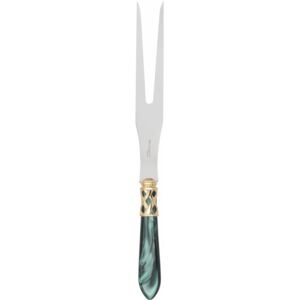 ALADDIN GOLD-PLATED RING ROAST CARVING FORK - Green