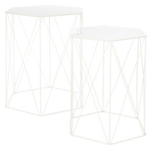 Hex Side Table Set Of 2 White