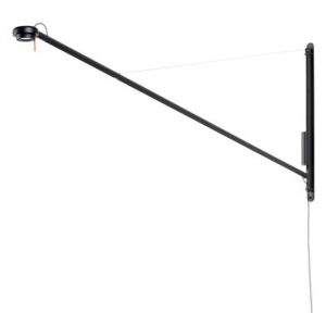 Fifty-Fifty Wall light with plug - / LED - Swivel arm / L 187 cm by Hay Black