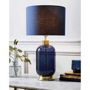 Blue Glass and Satin Brass Table Lamp