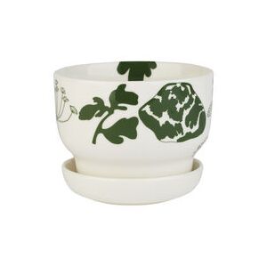 Elokuun Flowerpot - / With saucer - Ø 13.5 x H 11 cm by Marimekko White/Green