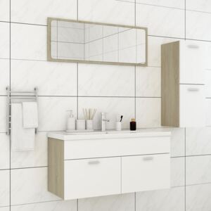 VidaXL Bathroom Furniture Set White and Sonoma Oak Chipboard