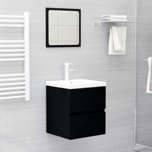VidaXL Bathroom Furniture Set Black Chipboard