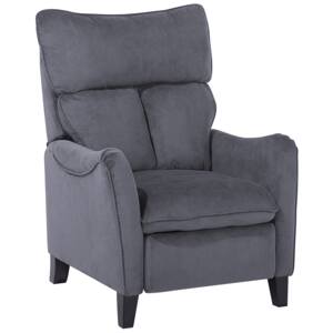 Reclining Armchair Grey Polyester Fabric Adjustable Back Pull-Out Footstool High Back Vintage Style Beliani