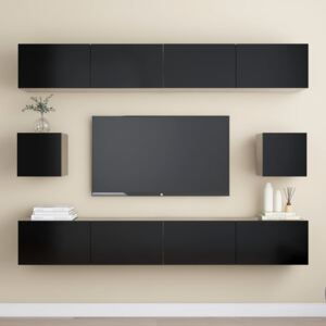 VidaXL 6 Piece TV Cabinet Set Black Chipboard