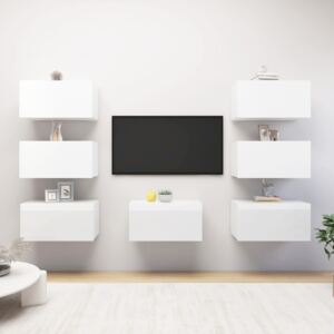 VidaXL TV Cabinets 7 pcs High Gloss White 30.5x30x60 cm Chipboard
