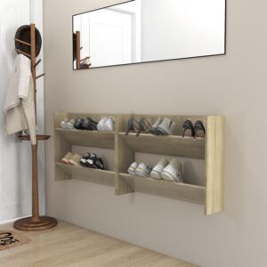 VidaXL Wall Shoe Cabinets 2 pcs Sonoma Oak 80x18x60cm Chipboard