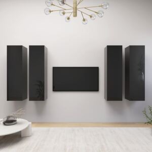 VidaXL TV Cabinets 4 pcs High Gloss Black 30.5x30x110 cm Chipboard