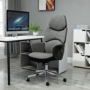 Vinsetto Padded Linen Ergonomic Home Office Chair w/ Wheels Grey