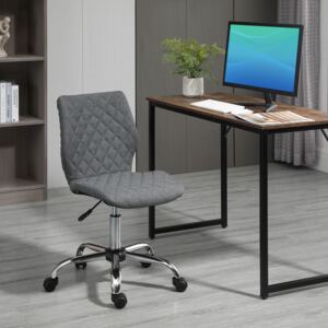 Vinsetto Mid Back Office Task Chair 360° Swivel Height Adjustable Home Office Linen Fabric Grey