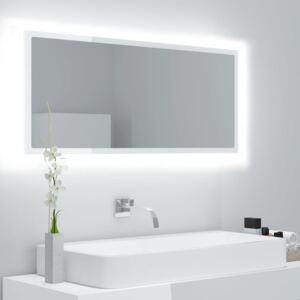 VidaXL LED Bathroom Mirror High Gloss White 100x8.5x37 cm Chipboard