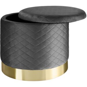 Tectake 403979 stool coco upholstered in velvet look with storage space - 300kg capacity - dark grey