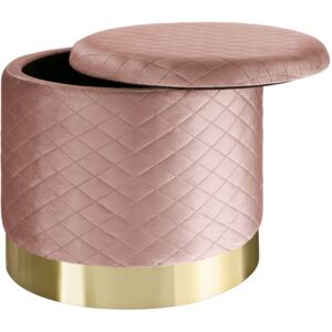 Tectake 403981 stool coco upholstered in velvet look with storage space - 300kg capacity - rose