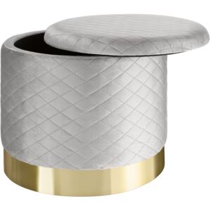 Tectake 403980 stool coco upholstered in velvet look with storage space - 300kg capacity - light grey