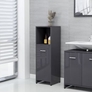 VidaXL Bathroom Cabinet High Gloss Grey 30x30x95 cm Chipboard
