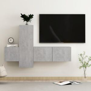 VidaXL 3 Piece TV Cabinet Set Concrete Grey Chipboard
