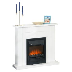 HOMCOM 2000W 5-Level MDF Flame Effect Electric Heater Modern Fireplace w/ Remote White