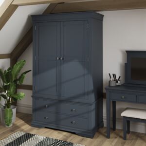 Florence Midnight Grey Painted 2 Door Wardrobe with Drawers
