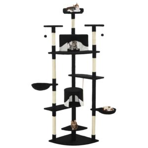 VidaXL Cat Tree with Sisal Scratching Posts 203 cm Black and White